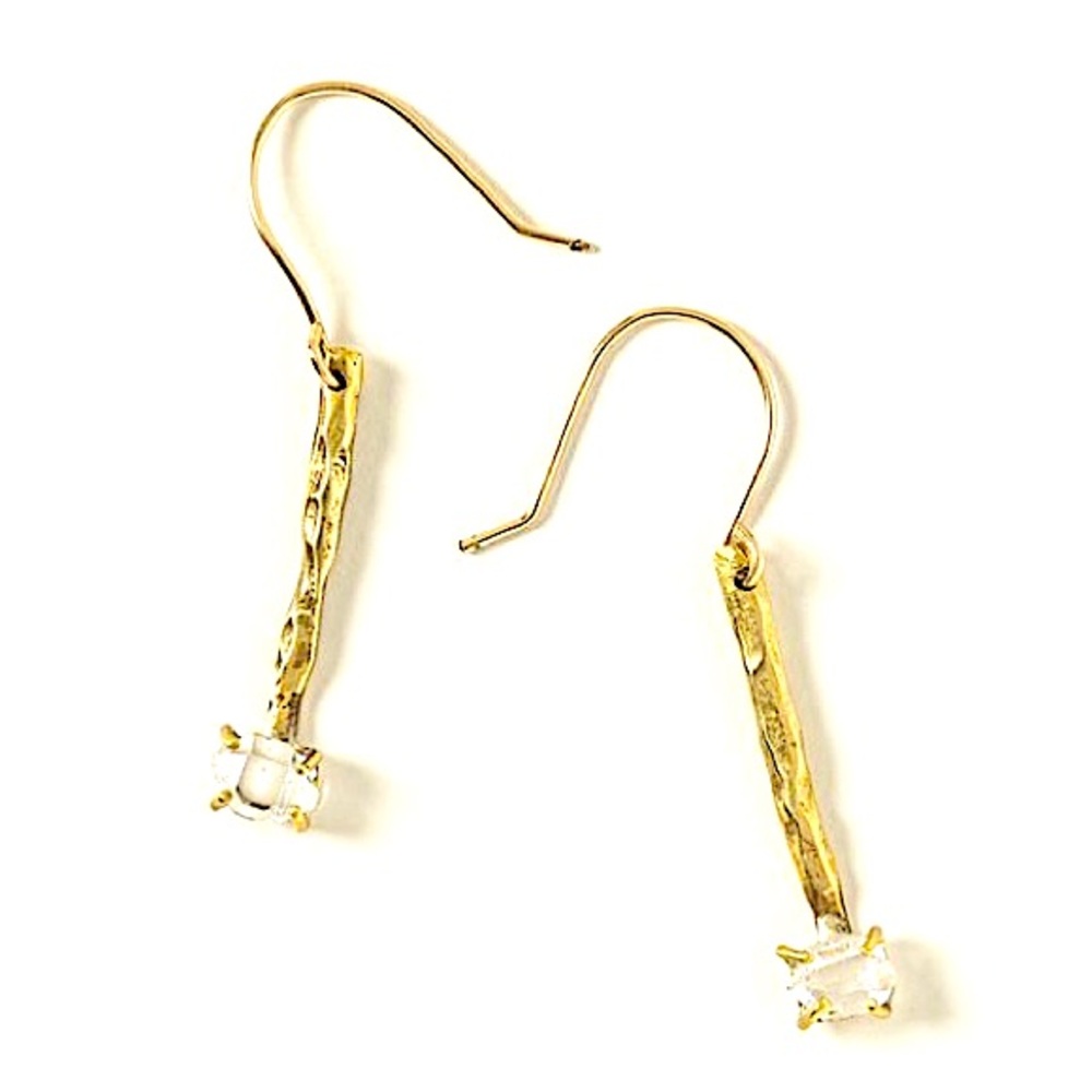 Emilie Shapiro Gold Hammered Harkimon Diamond Earrings - NWT